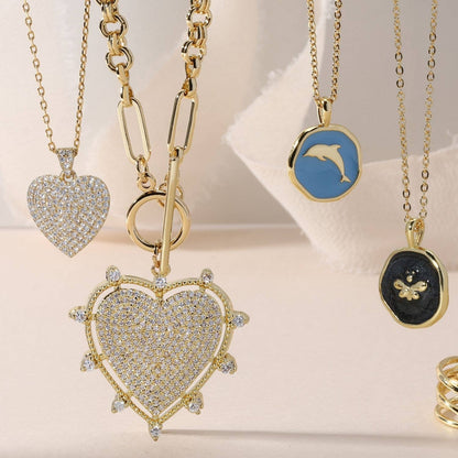 Large Pave Toggle Heart Necklace