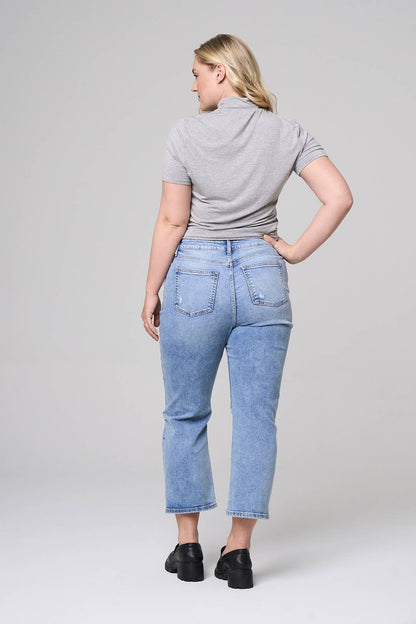 High Rise Cropped Plus-Size Straight Fit Jeans