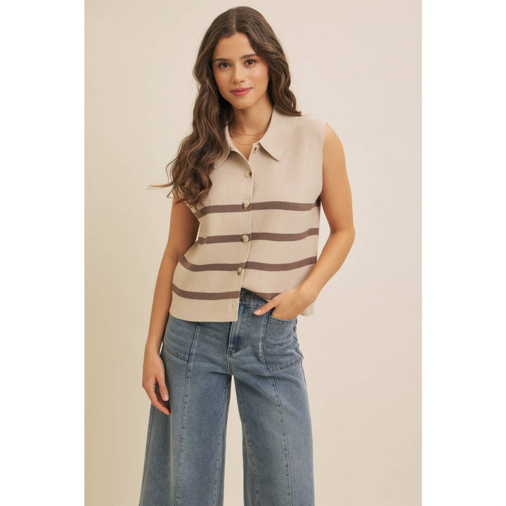 Soft Viscose Rib  Button-Down Sweater Vest