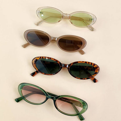 RETRO SMALL OVAL FRAME SUNGLASSES_CWASG0479: BROWN1 / (OS) 2