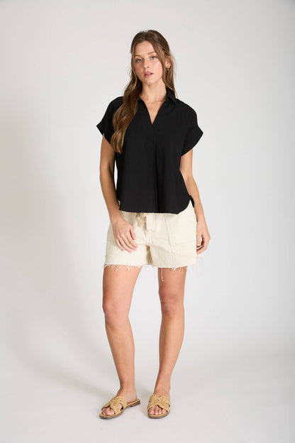 Split Neck Linen Top