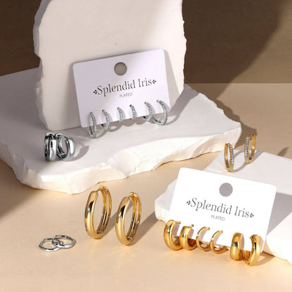 Gold Earring Combo 3, Simple Assorted Huggies