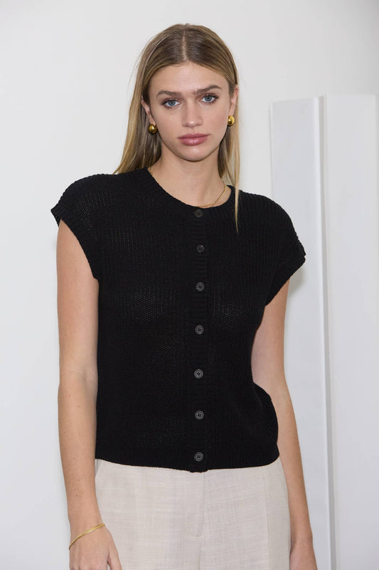 Short Sleeve Knit Button Down