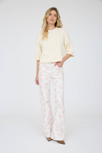 EXPOSED SEAM DROP SHOULDER SHORT SLEEVE PULLOVER