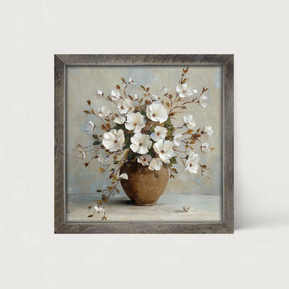 Copper Vase with White Floral Bouquet