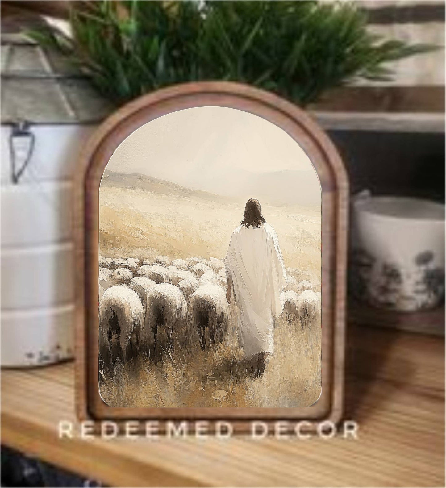 Arch Jesus Sheep Framed Art - Small