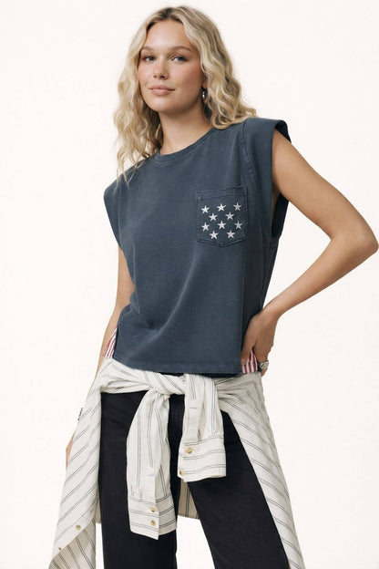 **Pre-Order**  250th USA star pocket stripe side tank