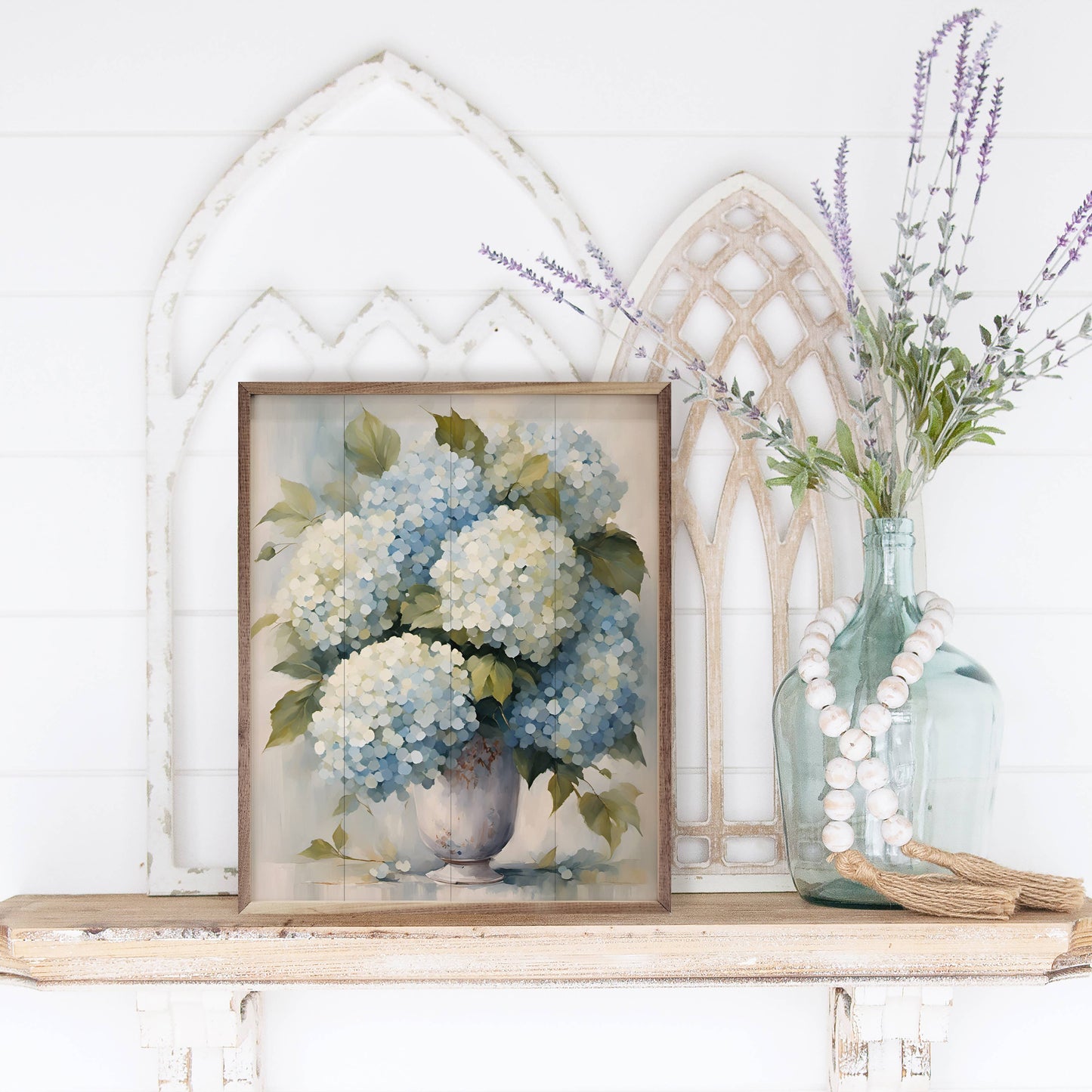 Hydrangeas In White Vase