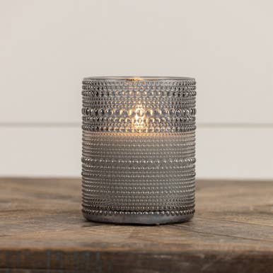 5" GREY DOTTED GLASS 3D FLAME CANDLE