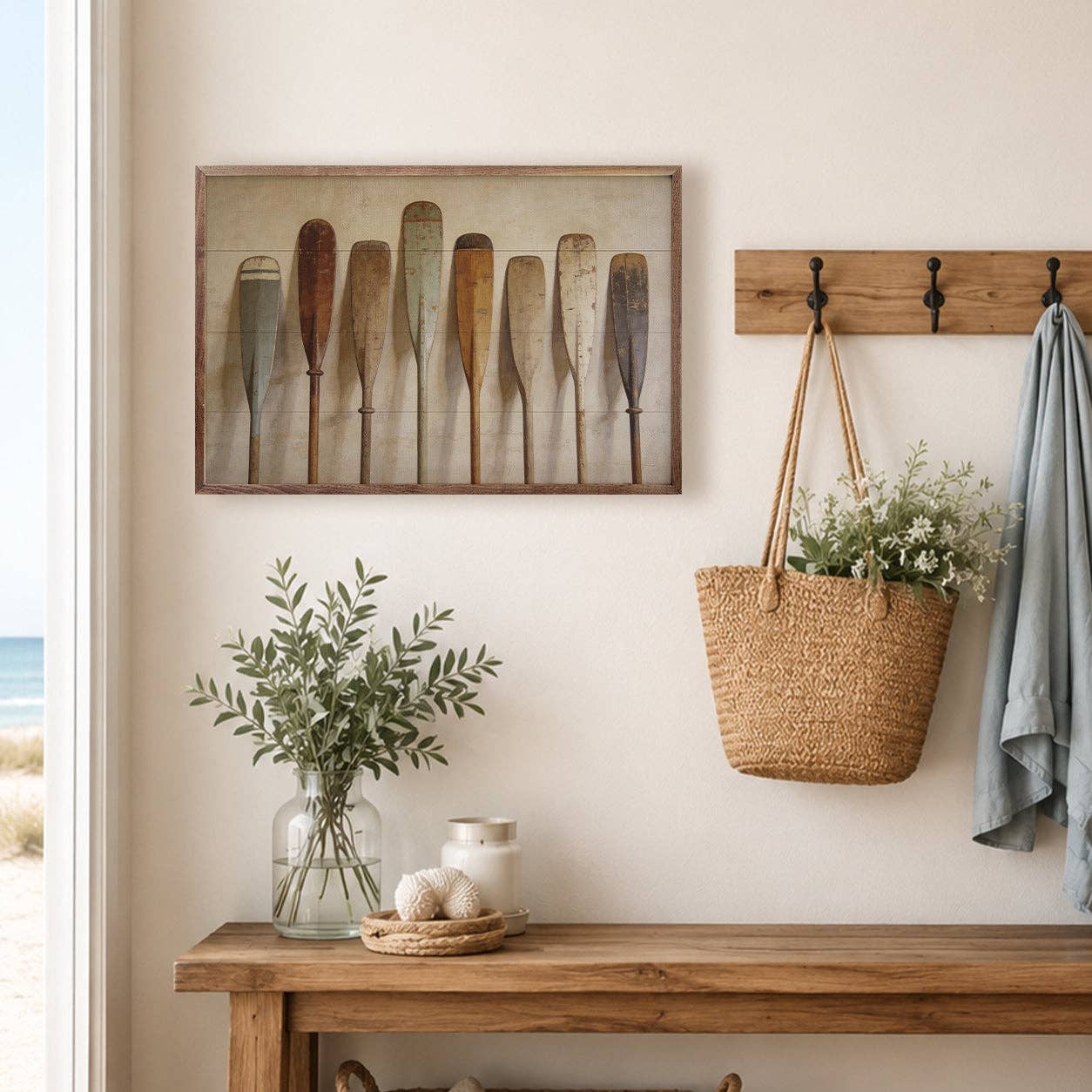 Weathered Coastal Oars Art Print