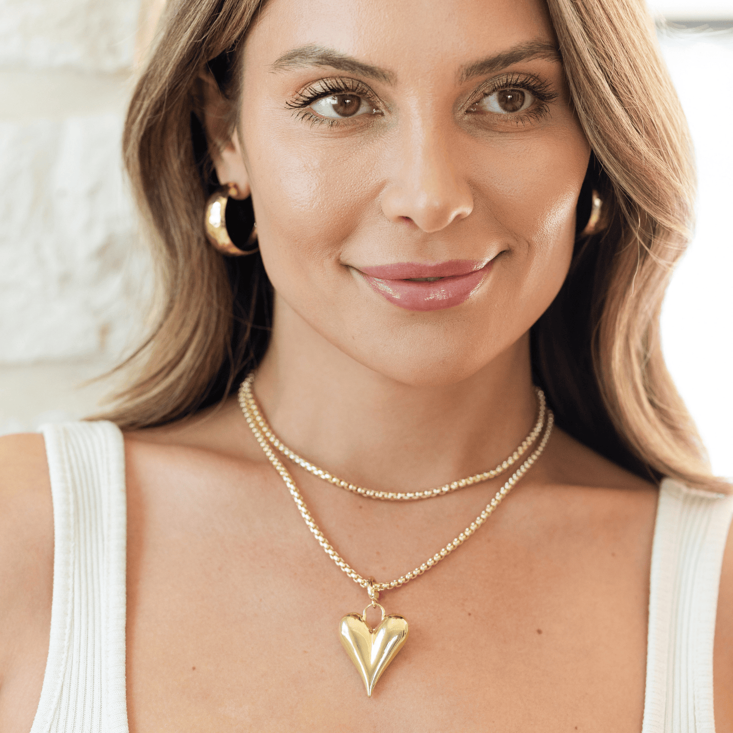 Long Or Doubled Up Elongated Bubble Heart Necklace