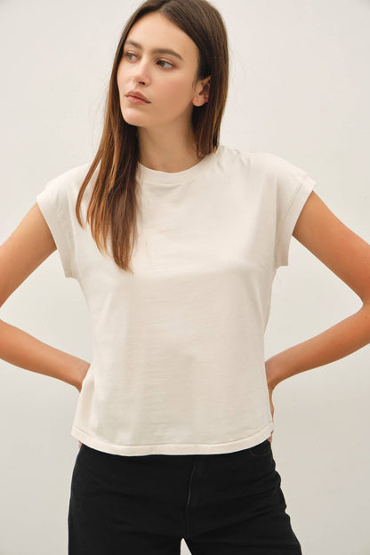 Garment Dyed Cap Sleeve Crew