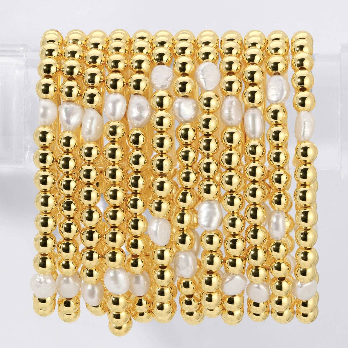 Stretch Bead Bracelets with Large Pearls