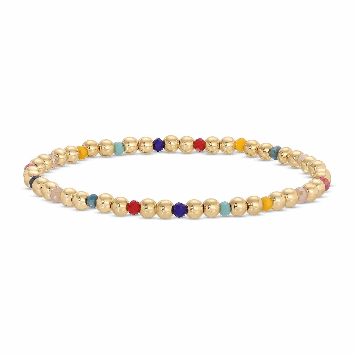 Set/12 4mm Bead & Crystal Stretch Bracelets