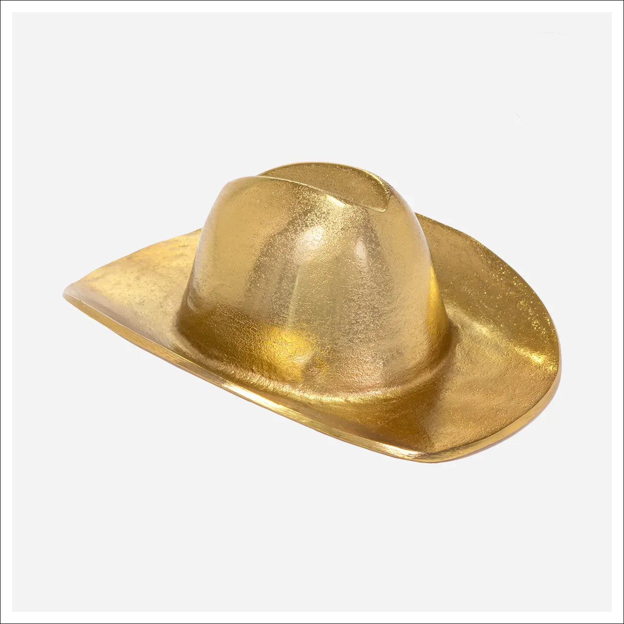 Gold metallic resin cowboy hat sculpture decorative tabletop accent piece