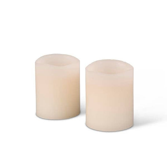 2x2.5 inch Gerson Set of 2 Bisque Wax Glow Wick(R) LED Votive Candles