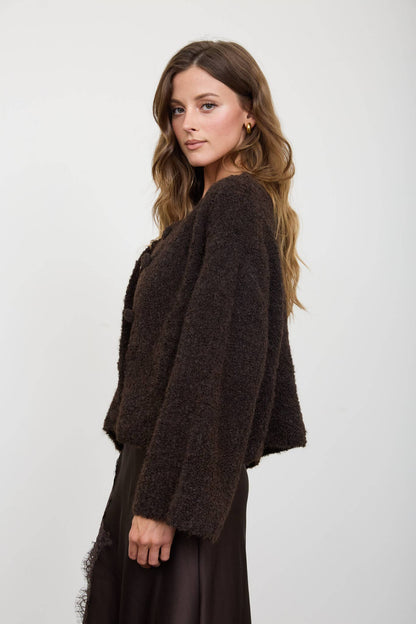 Fuzz Button Down Sweater