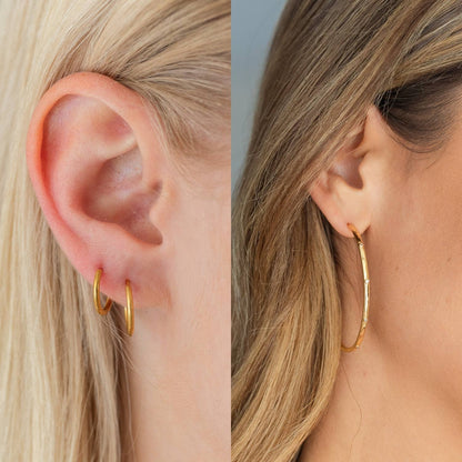 Cz Accented Large Delicate Hoops