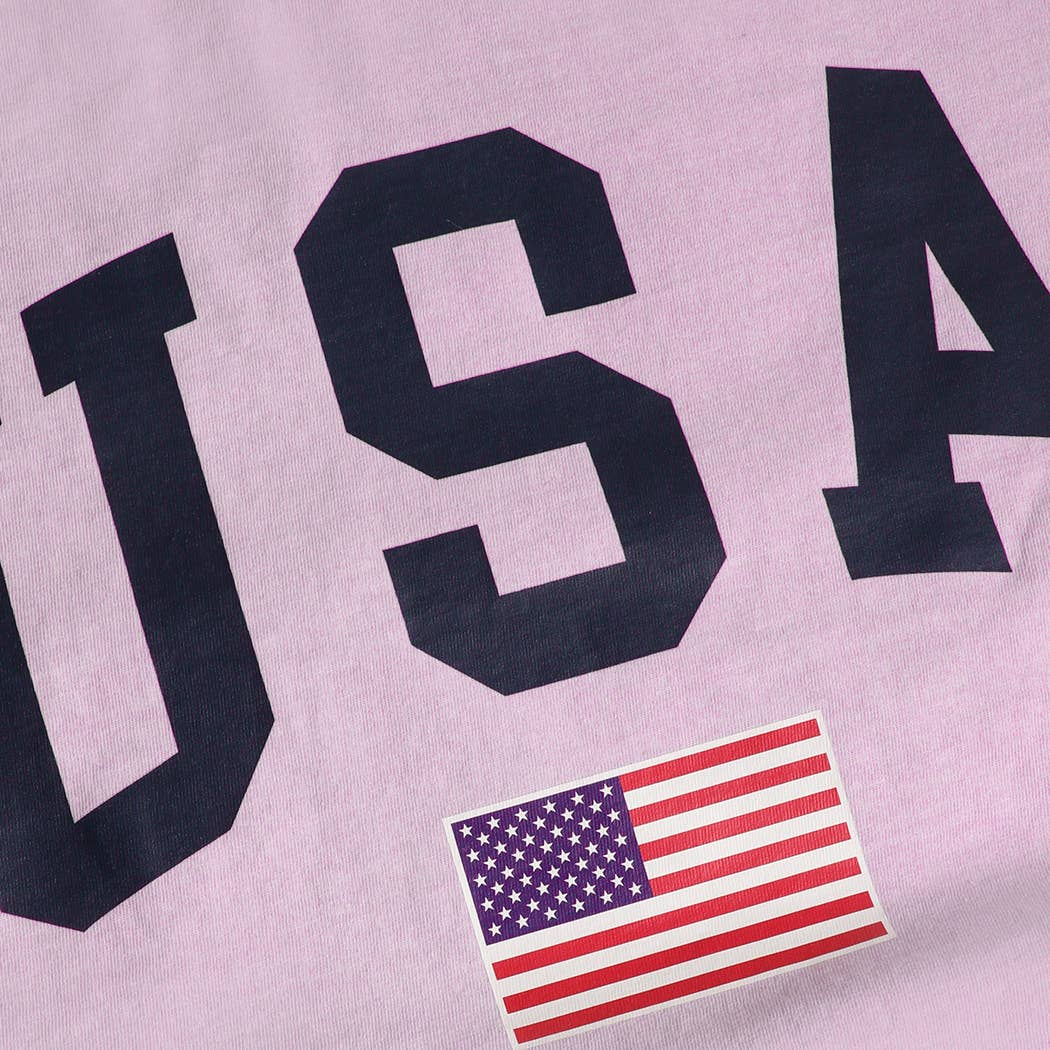 **Pre-Order**  USA American Flag Varsity Garment-Dyed Heavy Cotton T-Shirt