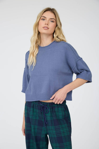 EXPOSED SEAM DROP SHOULDER SHORT SLEEVE PULLOVER