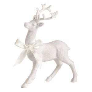 Small White Flocked Reindeer