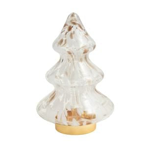 Large glass Christmas tree with gold tortoise pattern on brass base
