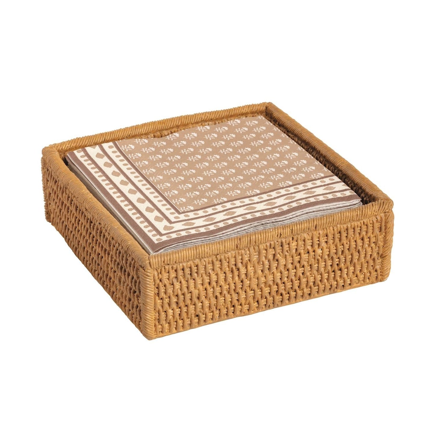 Woven Resin Napkin Caddy Set with Napkins