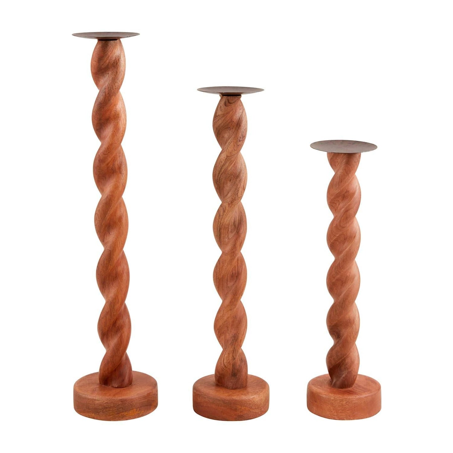 Twisted Wood Candlesticks - Available in 3 Sizes