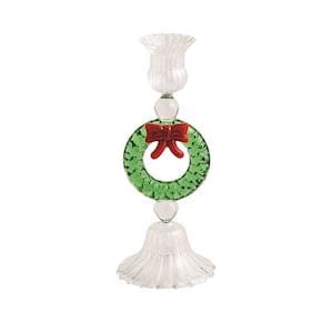 Wreath Glass Taper candle Holder
