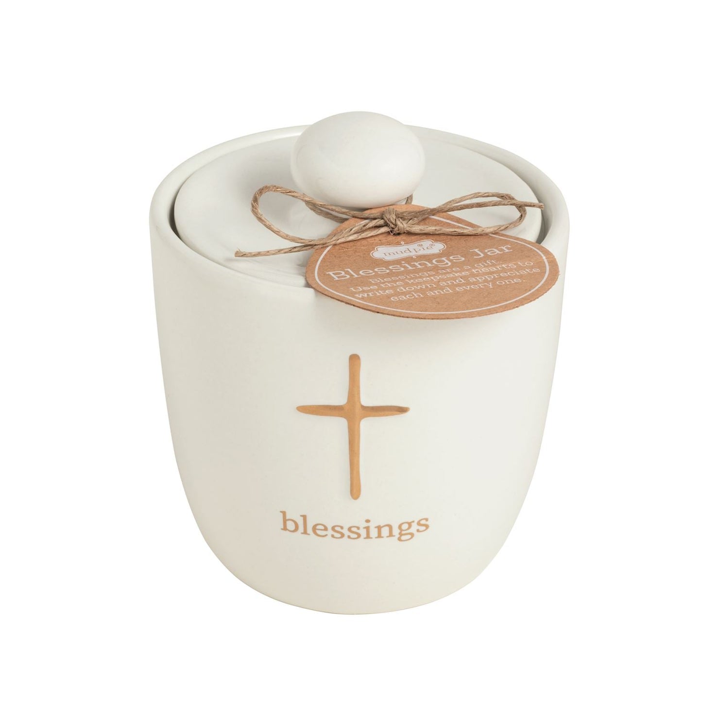 White Blessing Jar with Gold Accent