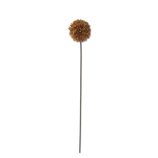 Brown artificial allium stem with spherical flower head on dark wire stem 26 inch