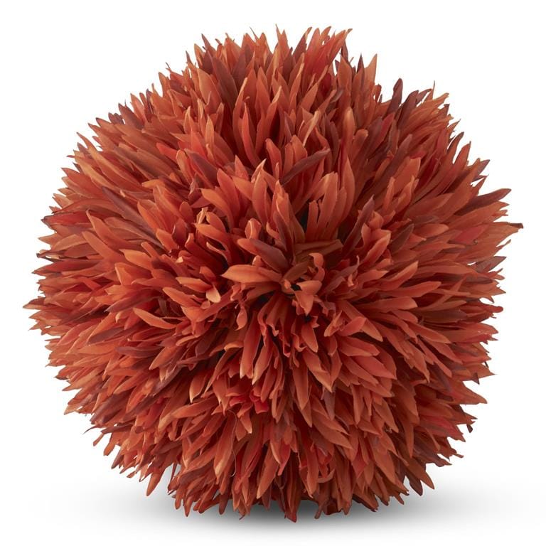 8-inch orange artificial allium ball with layered paper petals, spherical decorative accent