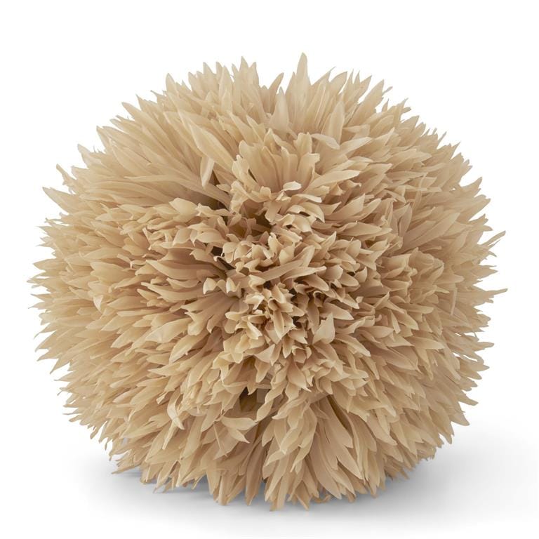 8 inch tan paper allium ball with layered petal texture, neutral botanical decor