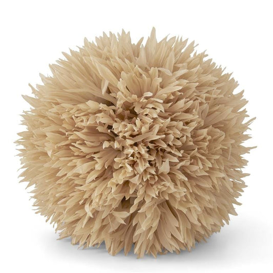 8 inch tan paper allium ball with layered petal texture, neutral botanical decor