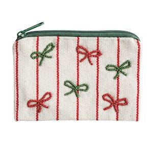 Bows Beaded Christmas Pouch