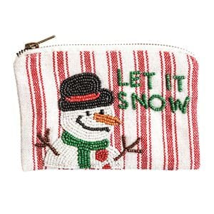 Snowman Beaded Christmas Pouch