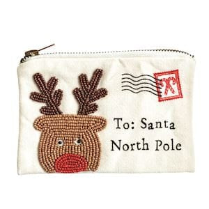 Reindeer Beaded Christmas Pouch