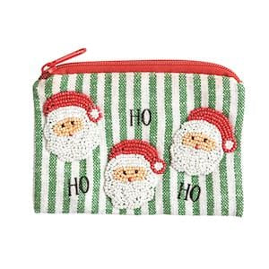 Santa Beaded Christmas Pouch