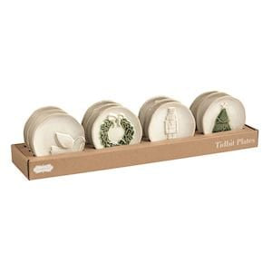 White Christmas Tidbit Plates - 4 Styles