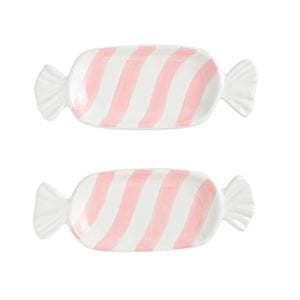 Pink Candy Tidbit Plate Set