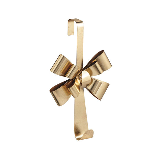 Mudpie gold metal over-the-door wreath hanger with decorative bow accent