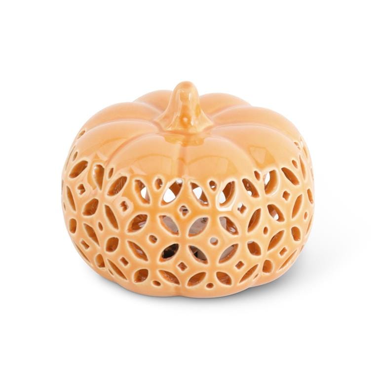 3.5 Inch Orange Ceramic Cutout LED Pumpkin w/Timer