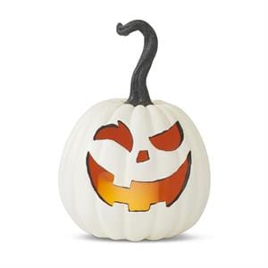 White Resin LED Flicker Flame Jack O Lanterns - 3 Styles