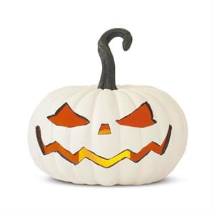 White Resin LED Flicker Flame Jack O Lanterns - 3 Styles