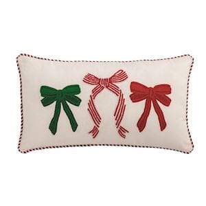 Bow Whimsy Christmas Embroidered Pillow