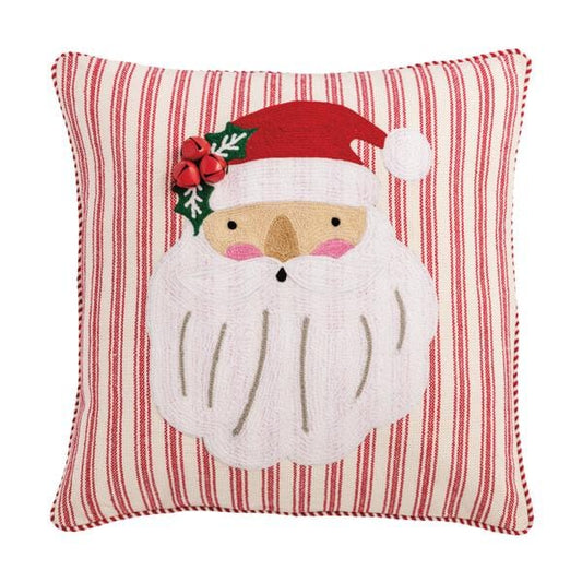Striped Santa Embroidered Pillow