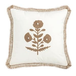Square Neutral Floral Trim Pillow