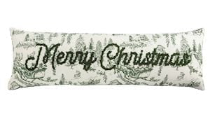 Merry Christmas Toile Long Pillow