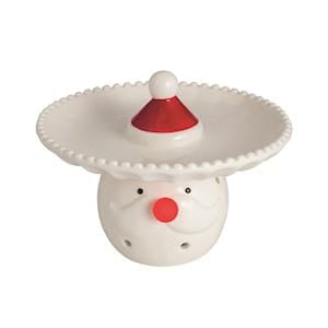 White ceramic Santa face pedestal dish with red hat and nose