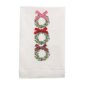 WREATH XMAS EMB TOWEL